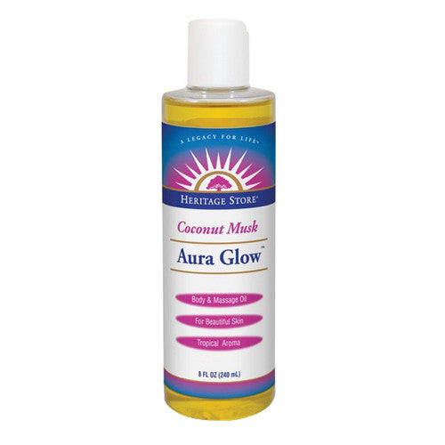 Heritage Products Aura Glow Massage Oil, Coconut Musk, 8 Oz